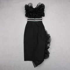 Round Neck Sleeveless Midi Frill Bandage Dress