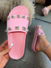Rivet Rhinestones Design Slipper