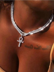 Rhinestone Cross Necklace
