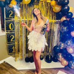 Sleeveless Sequins&Feather Mini Bandage Dress