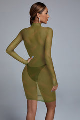 High Neck Long Sleeve Distinctive Mini Dress FP210313