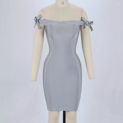 Off Shoulder Sleeveless Mini Bandage Dress HJ387