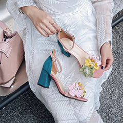 Bessi Floral Ankle Strap Sandals