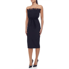 Strapless Sleeveless Mesh Over Knee Bandage Dress