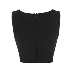 Round Neck Sleeveless Side Lace Up Bandage Top