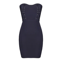 Strapless Sleeveless Metal Studded Mini Bandage Dress