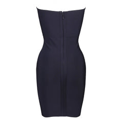 Strapless Sleeveless Metal Studded Mini Bandage Dress