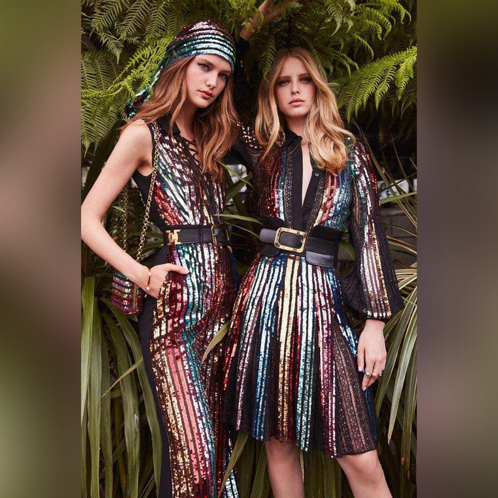 Round Neck Sleeveless Sequined Maxi Bodycon Dress HT0528