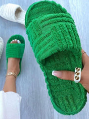 Toweling Round Toe Flat Slider