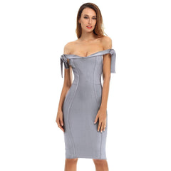 Off Shoulder Sleeveless Mini Bandage Dress HJ387