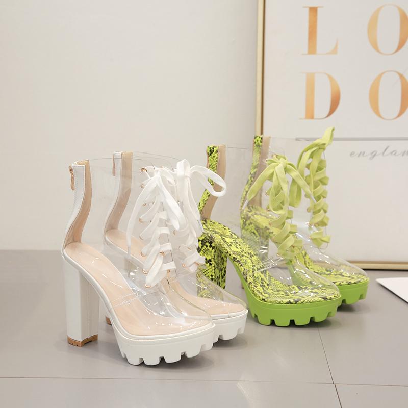 Back Zipper Chunky Heeled Boots