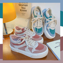 Color Block Round head Sneakers