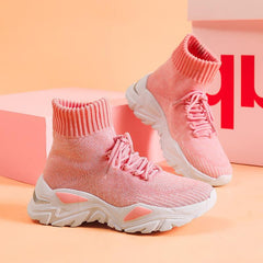 Front Lace-up Fly Knit Sneakers