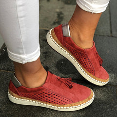 Fringe Tassels Slide Hollow-Out Round Toe Casual Women Sneakers