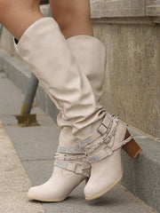 Rhinestone Buckle Boots