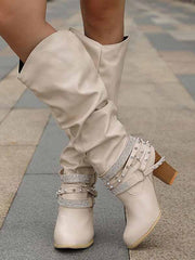 Rhinestone Buckle Boots