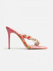 Asymmetrical Chain Heeled Sandals