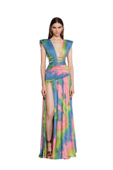 V Neck Multicolor Robe