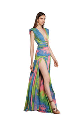 V Neck Multicolor Robe