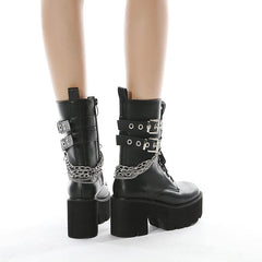 Chain Lace-up Boots