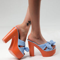 Bow Decor Heeled Sandals