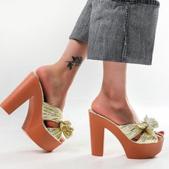 Bow Decor Heeled Sandals