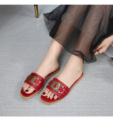 Buckle Decor Flat Sandals
