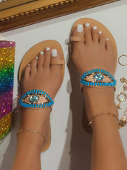 Evil Eye Slip On Sandals