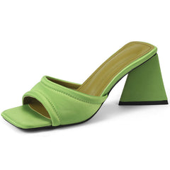 Amber Open Toe Heeled Mules Slides Sandals