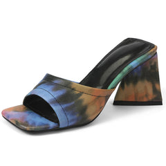 Amber Open Toe Heeled Mules Slides Sandals