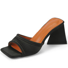 Amber Open Toe Heeled Mules Slides Sandals