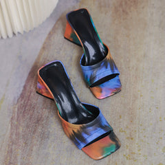 Amber Open Toe Heeled Mules Slides Sandals