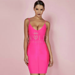 V Neck Sleeveless Plain Mini Bandage Dress
