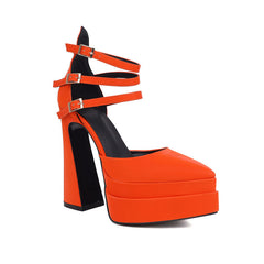 Foster Orange Platform Heels