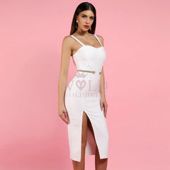 Strappy Sleeveless Slit Mini Bandage Dress