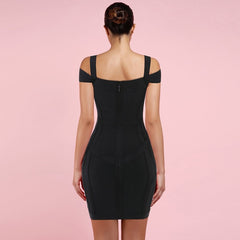 Strappy Short Sleeve Striped Mini Bandage Dress