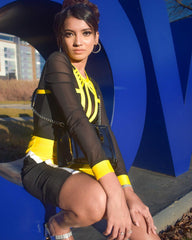 Round Neck Splicing Mini Bandage Dress