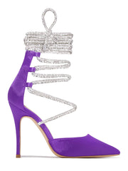 Rhinestone Lace-up Heels