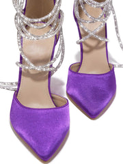 Rhinestone Lace-up Heels