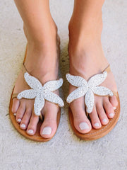 Starfish Pattern Beaded Sandals