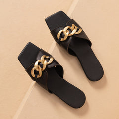 Dafne Handmade Slides Slippers with Chain