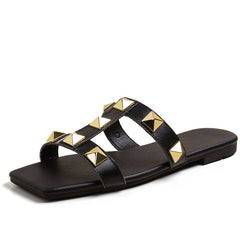 Desire Handmade Rivet Studded Slides Slippers