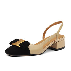 Claira Slingback Low Heels with Metal Decor