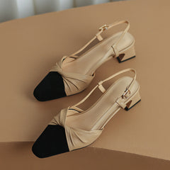 Eleanor Cap Toe Low Heel Slingback Pumps
