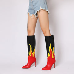 Emily Fire Print High Heel Knee Boots