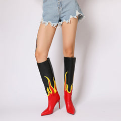 Emily Fire Print High Heel Knee Boots