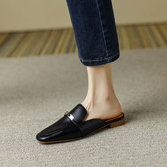 Erin Black Loafer Mules