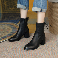 Coral Handmade Genuine Leather Heeled Ankle Boots