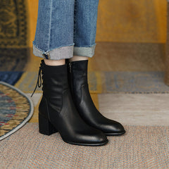 Coral Handmade Genuine Leather Heeled Ankle Boots