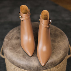 Cheyenne Heeled Ankle Boots with Chain